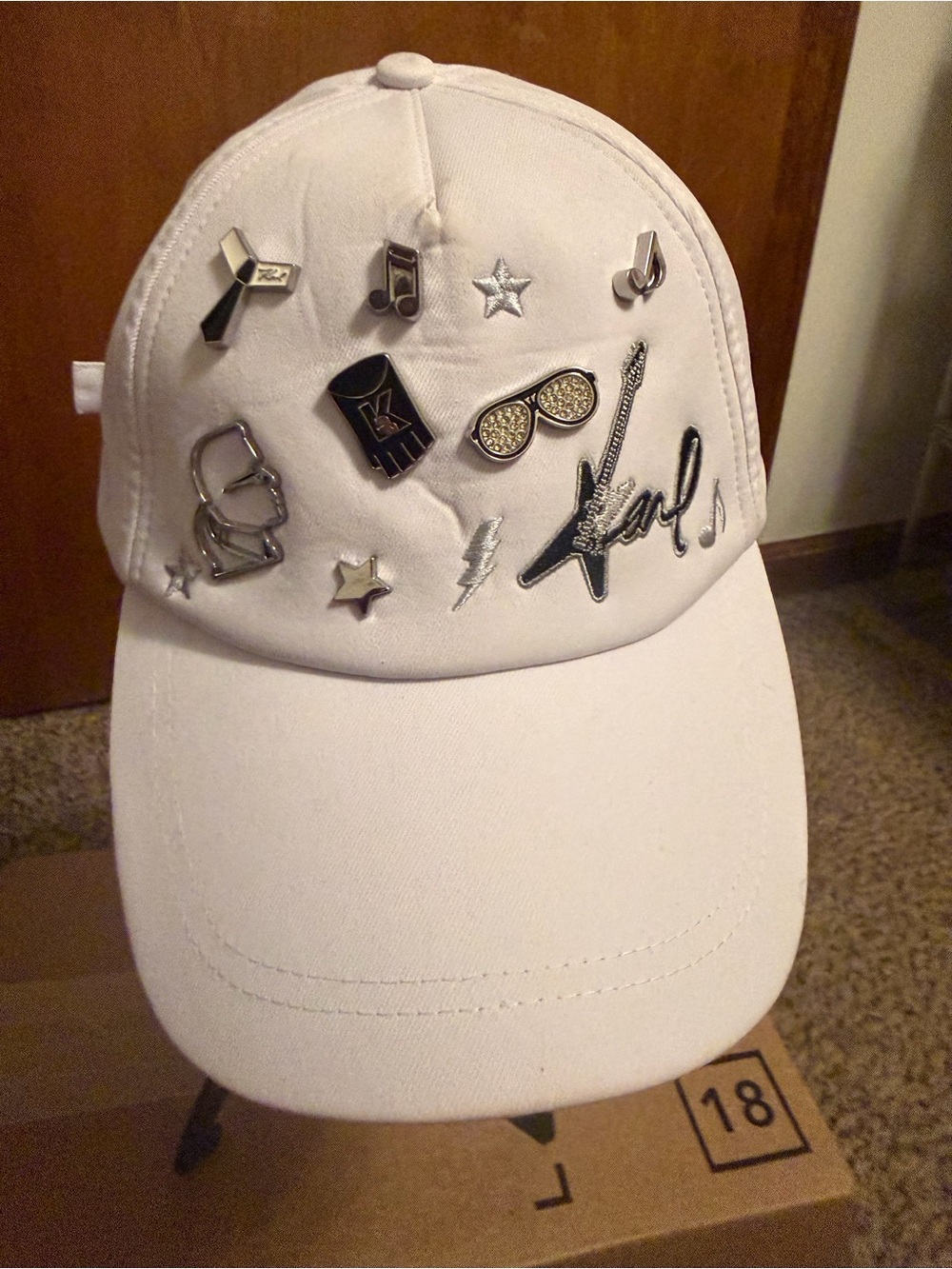 Karl Lagerfeld White Men’s Embellished Baseball Cap